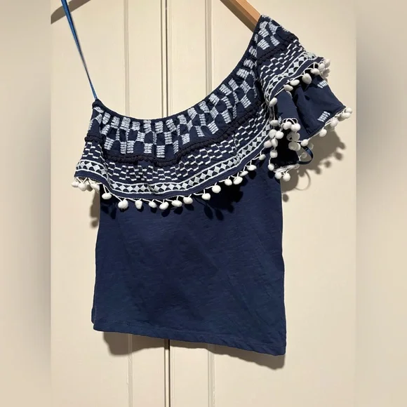 Anthropologie One Shoulder Ruffle Top - Picture 3 of 5